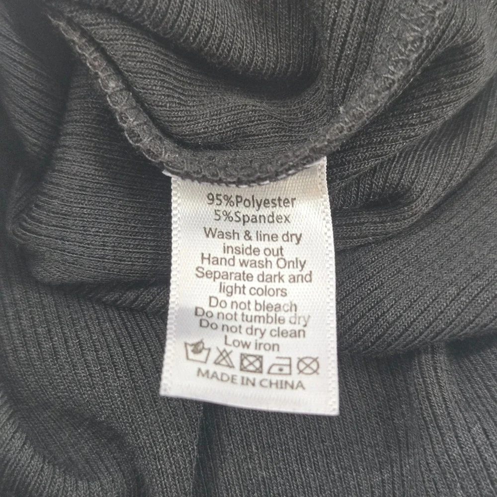 Mia Joy by Joyfolie Black Ribbed Mock Neck‎ Lettuce Edge Top Girls Size 7